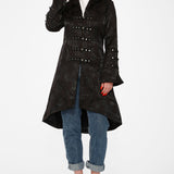 Black Brocade High-low Coat