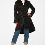 Black Brocade High-low Coat