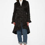 Black Brocade High-low Coat