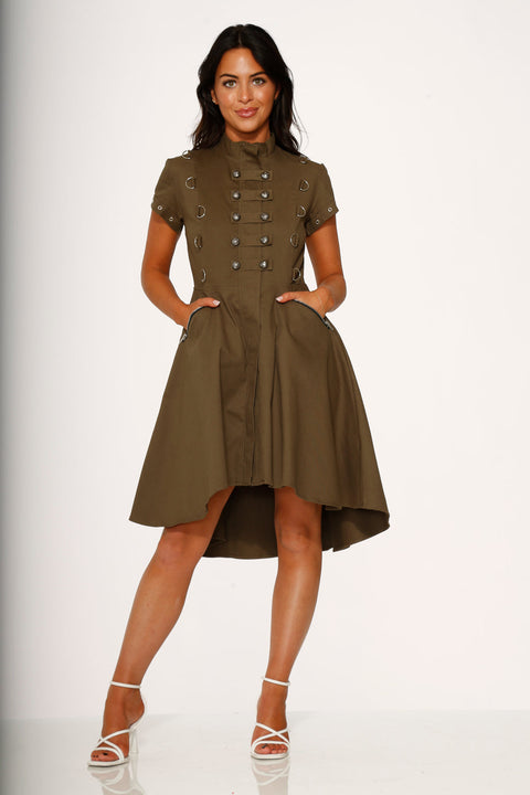 Battalion Olive Hi-Lo Swing Dress