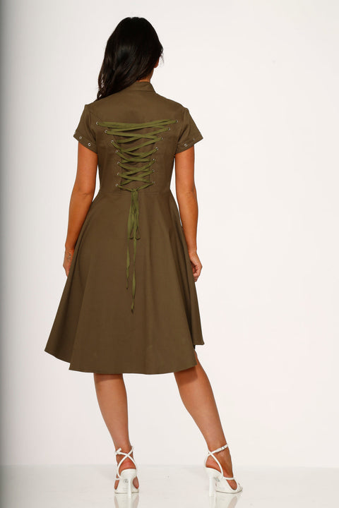 Battalion Olive Hi-Lo Swing Dress