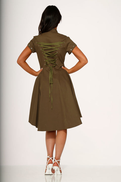 Battalion Olive Hi-Lo Swing Dress