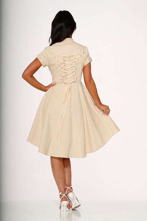 Battalion Khaki Hi-Lo Swing Dress