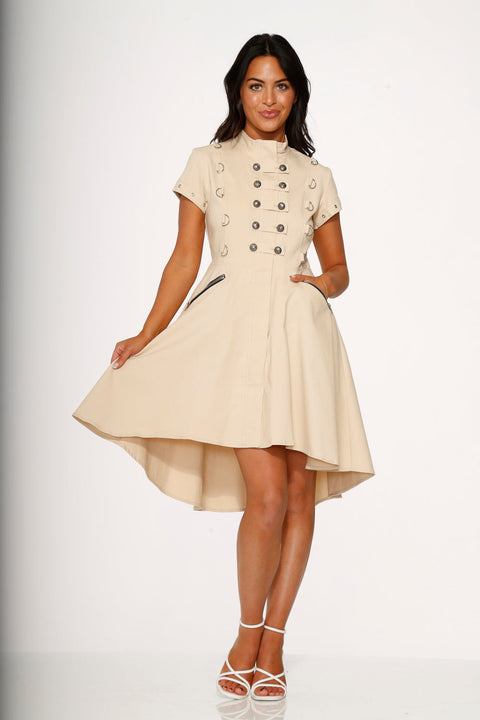 Battalion Khaki Hi-Lo Swing Dress