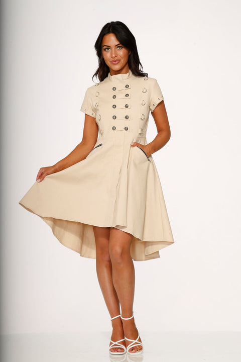 Battalion Khaki Hi-Lo Swing Dress