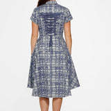 Blue Jacquard High-Low Dress