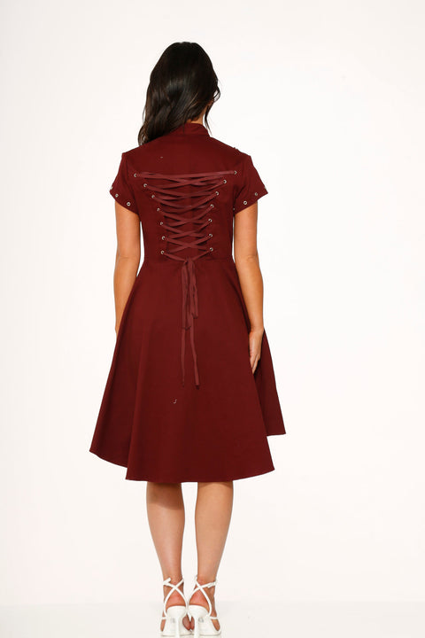 Battalion Burgundy Hi-Lo Swing Dress