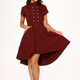 Battalion Burgundy Hi-Lo Swing Dress