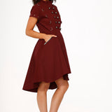 Battalion Burgundy Hi-Lo Swing Dress