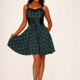 Green Plaid Swing Dress