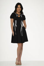 Black & White Trim Gothic Swing Dress