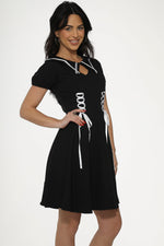 Black & White Trim Gothic Swing Dress