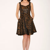 Black Gold Gothic Swing Dress