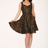 Black Gold Gothic Swing Dress