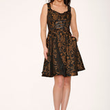 Black Gold Gothic Swing Dress