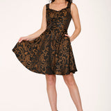 Black Gold Gothic Swing Dress