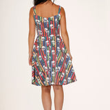 Black Skulls Rainbow Swing Dress