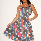 Black Skulls Rainbow Swing Dress