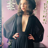 Minerva - Hauntingly Dramatic Mesh Maxi Dress with Built In Shorts