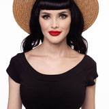 Retro Boat Neck Top in Black