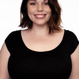 Retro Boat Neck Top in Black