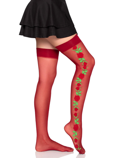 Roselle Floral Side Thigh Highs
