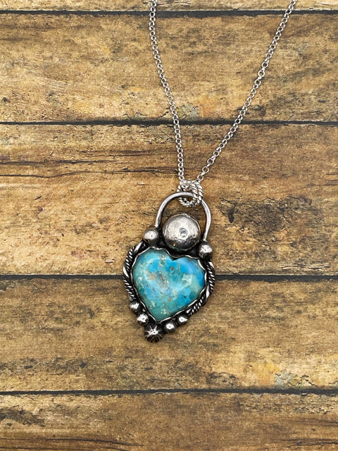 Bonita - Turquoise Heart Faux Lock Pendant