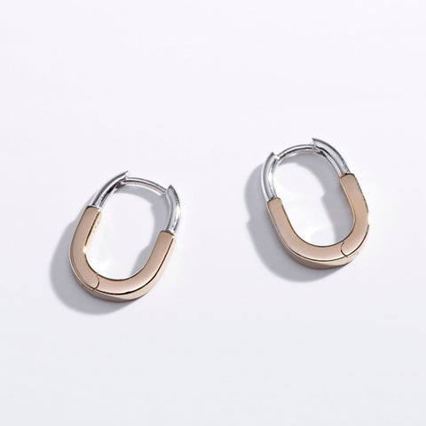 Mixed Metal Sterling Silver Huggie Hoop Earrings