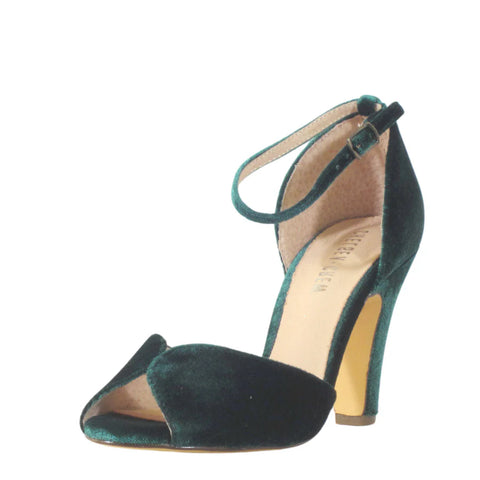 Lola Velvet Heels Green