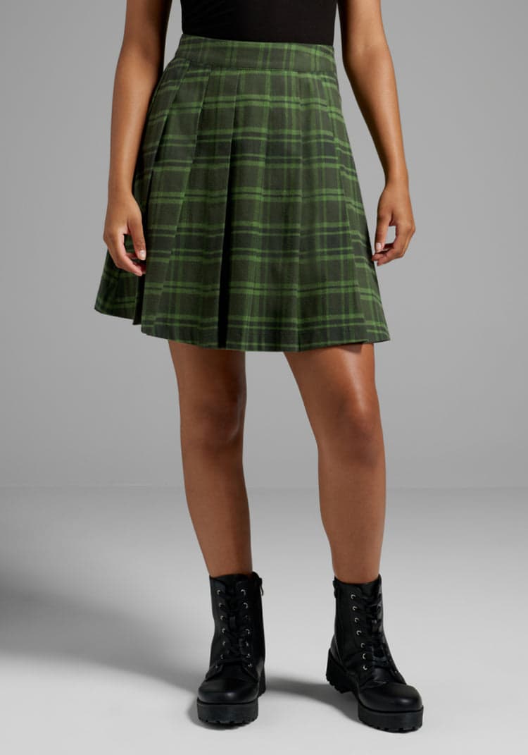 Green Streets Pleated Skirt