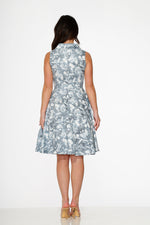 Blue Hawaiian Palm Tree Print Swing Dress