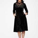 Black Diamond Velvet Swing Dress