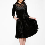 Black Diamond Velvet Swing Dress