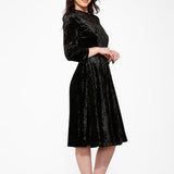 Black Diamond Velvet Swing Dress