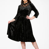 Black Diamond Velvet Swing Dress
