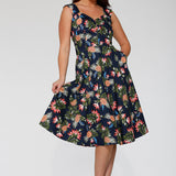 Navy Hawaiian Swing Dress