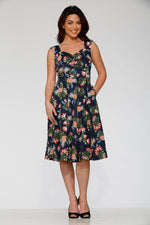 Navy Hawaiian Swing Dress