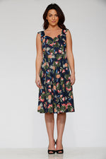 Navy Hawaiian Swing Dress