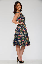 Navy Hawaiian Swing Dress