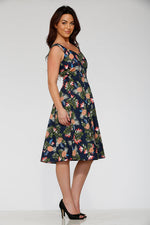 Navy Hawaiian Swing Dress