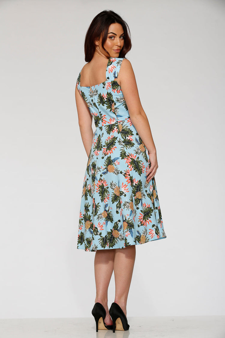 Light Blue Hawaiian Swing Dress