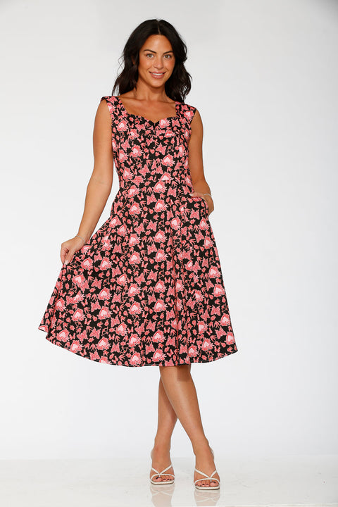 Heart Angel Swing Dress in Black