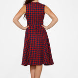 Navy & Red Plaid Swing Dress