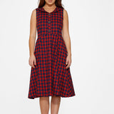 Navy & Red Plaid Swing Dress