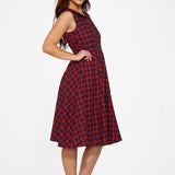 Navy & Red Plaid Swing Dress