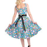 Blue Ocean & Pink Flamingo Swing Dress