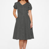 Dolly Dotty Swing Dress in Black