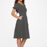 Dolly Dotty Swing Dress in Black