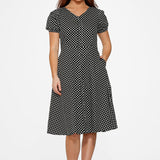 Dolly Dotty Swing Dress in Black