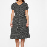 Dolly Dotty Swing Dress in Black